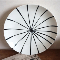 Deardali Nordic style retro hand pinch shaped dish bowl black and white polka dot striped rice gray background color tableware set bowl