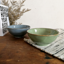 DearDali hand pinch irregular plate bowl Ceramic tableware plate Simple solid color plate bowl green small fresh