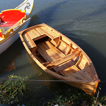 3 5 meters traditional wooden natural color leisure hand rowing manufacturers European landscape decoration wooden boat specifications manual customization