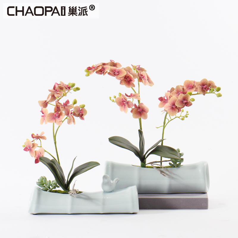 New Chinese style ceramic simulation dried flowers, bamboo flower art furnishing articles suit example room sitting room dining - room table soft decoration