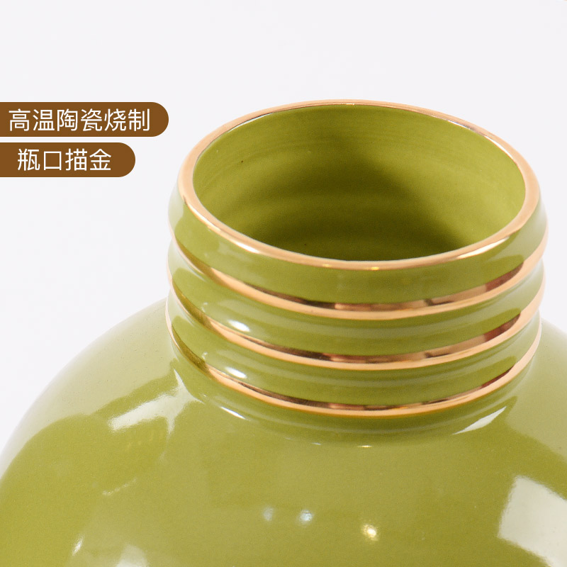 The Rural style style green ceramic flower vases furnishing articles I and contracted sitting room TV cabinet dry flower ornaments