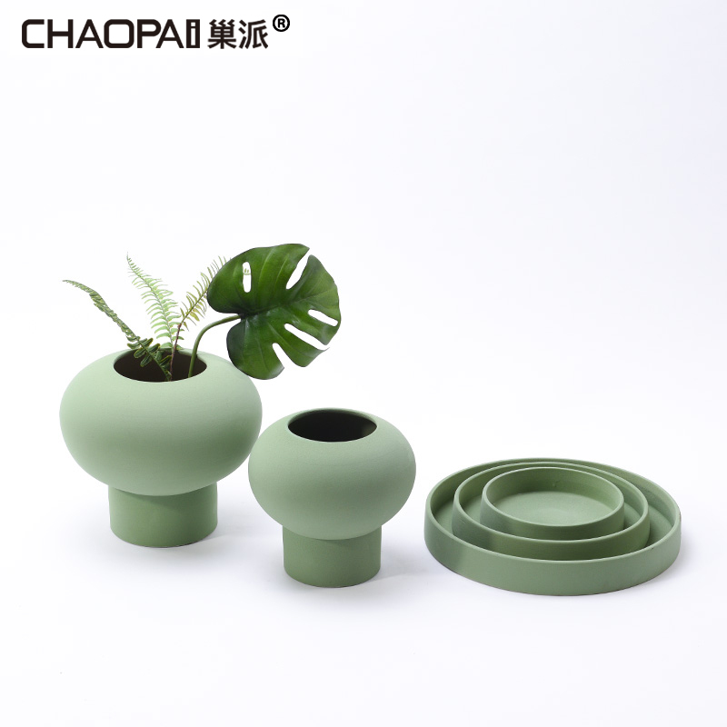 I and contracted plain green grinding ceramic vase tray was furnishing articles sitting room dining - room table flower implement soft decoration