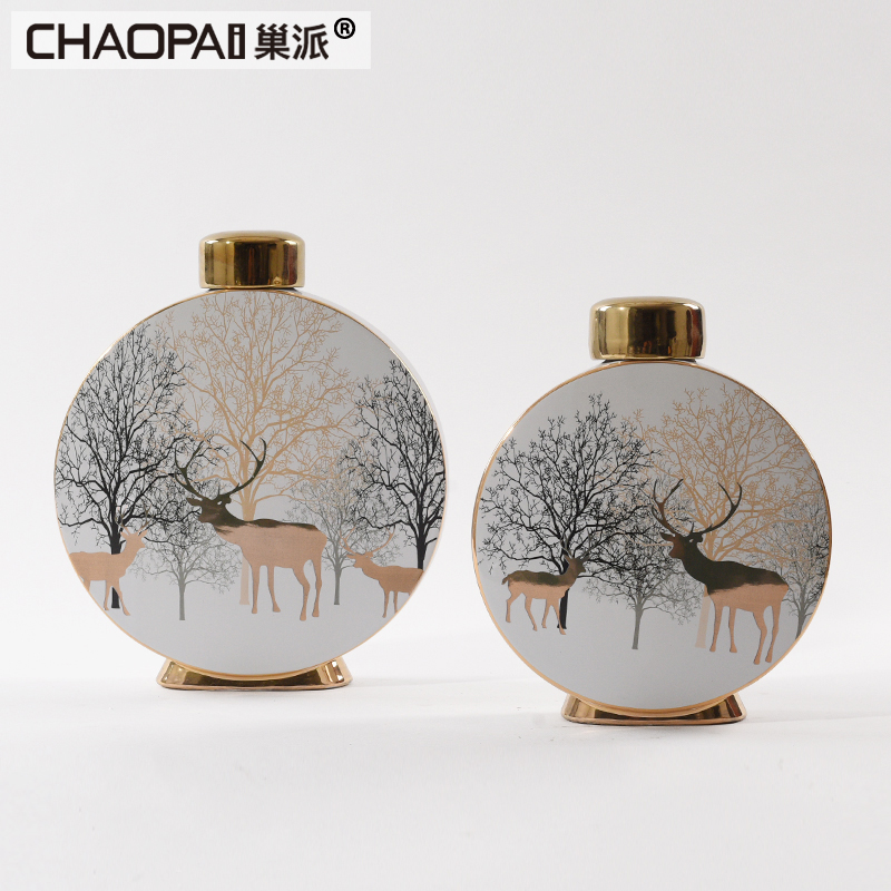 Moose pattern ceramic storage tank furnishing articles rich ancient frame creative Chinese soft adornment household wine sitting room decoration