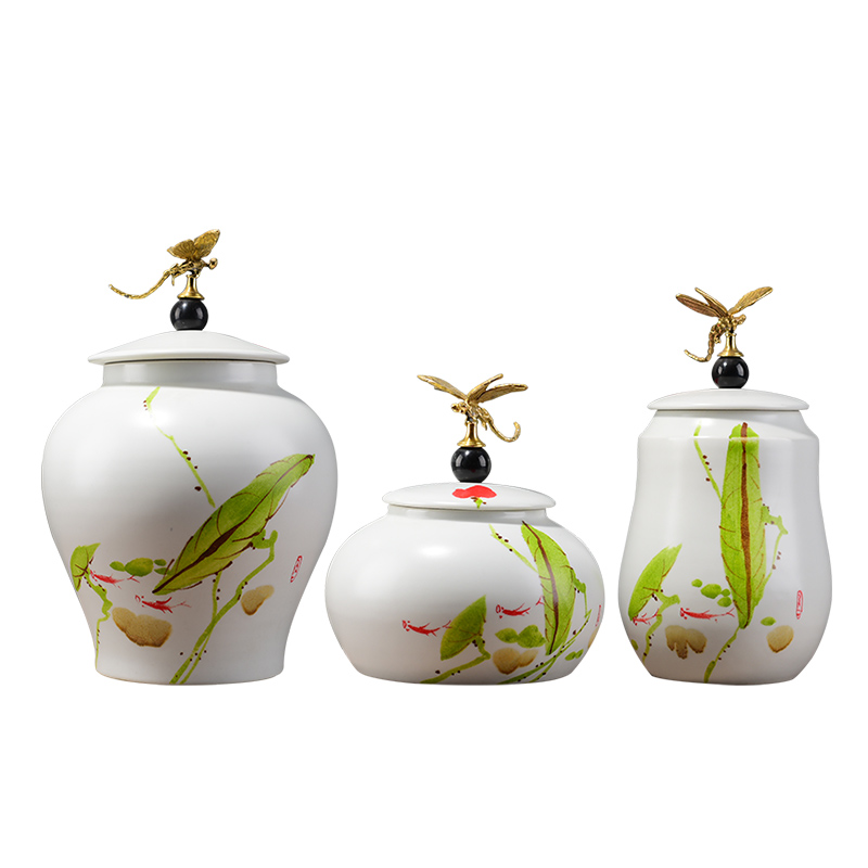 Chinese style dragonfly water storage tank is rustic ceramic furnishing articles boss side view Taiwan office soft decoration
