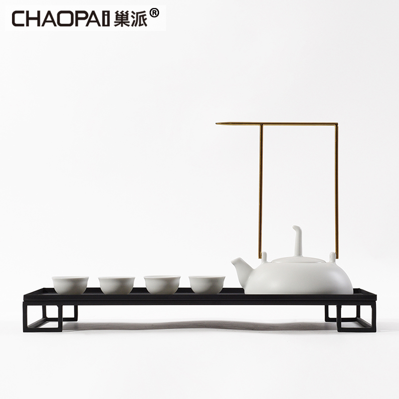 New Chinese style white ceramic tea set tea zen teapot tea tray example room white porcelain ornaments furnishing articles