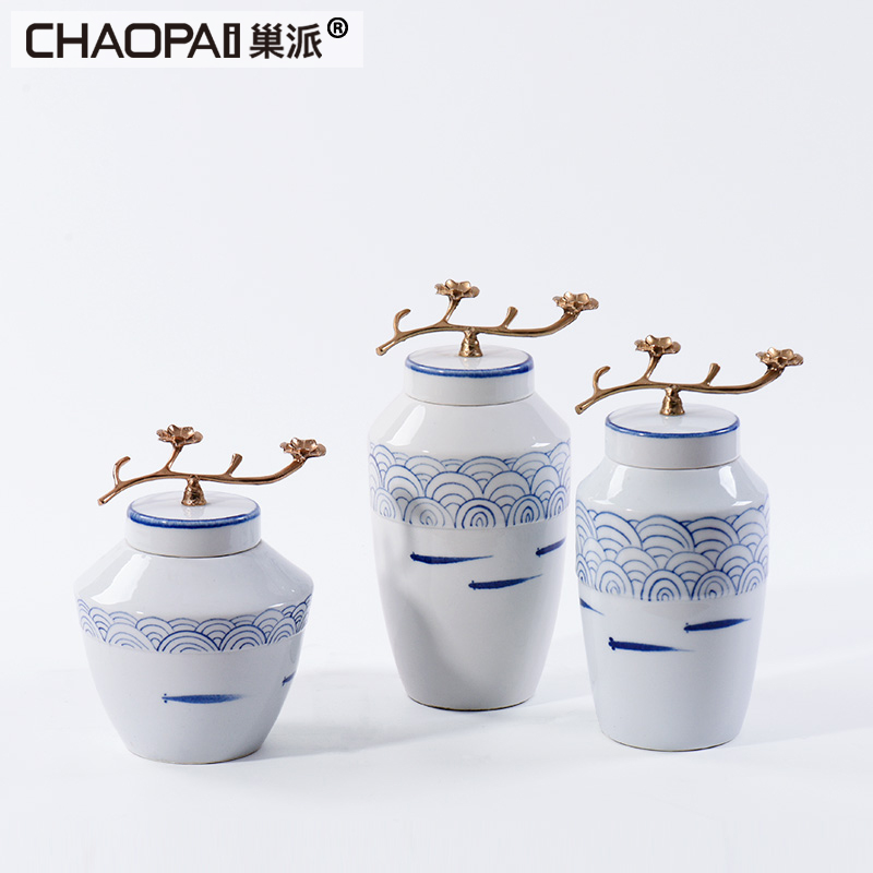 The modern new Chinese style floor show wine hallway soft furnishing articles show ceramic pot sitting room tea table decorations