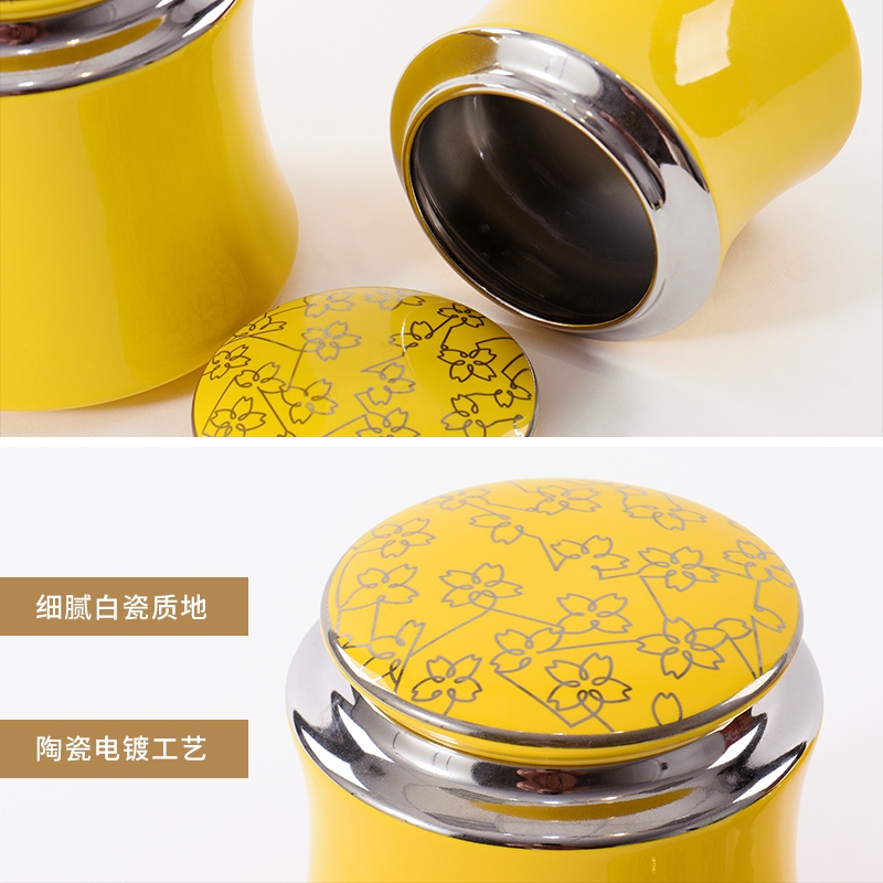 New Chinese style classic yellow ceramic pot is placed between example indoor rich ancient frame porch partition storage bottle decoration