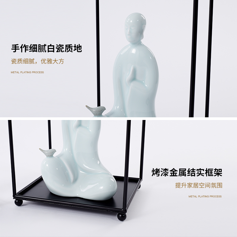 New Chinese style imitation jade ceramic partition screen ano monk Buddha zen accessories sales hall, art furnishing articles