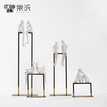 Nest style soft equipment modern simple abstract figure iron ornaments geometric wine cabinet decoration model room TV cabinet