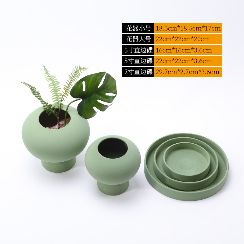 I and contracted plain green grinding ceramic vase tray was furnishing articles sitting room dining - room table flower implement soft decoration