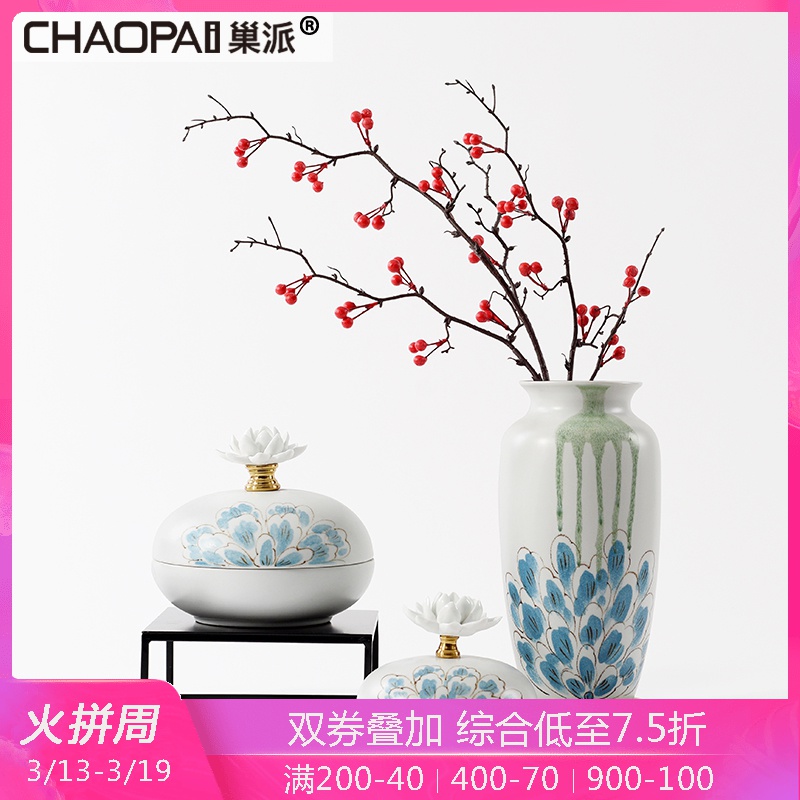 Modern ceramic vases, flower arrangement of new Chinese style furnishing articles sitting room TV ark, soft adornment porcelain jar example room decoration