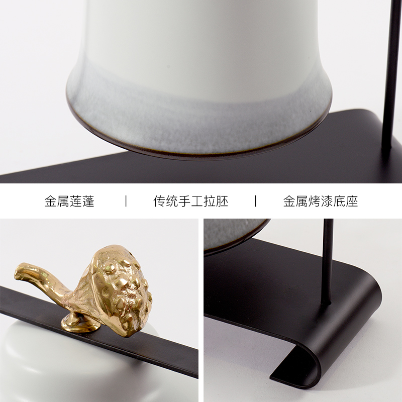 New Chinese style bell shape ceramic office furnishing articles study ancient frame plating, wrought iron decoration, home decoration