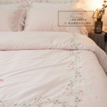 ins Net Red Girl cotton four piece set pastoral flower Egyptian long staple cotton Princess bedding sheets quilt cover