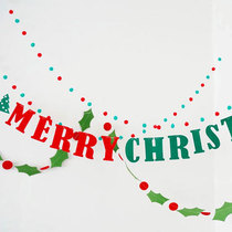 ins style Christmas decoration supplies Classroom store scene dress up hanging flag Window atmosphere hanging decoration Pull flower color flag