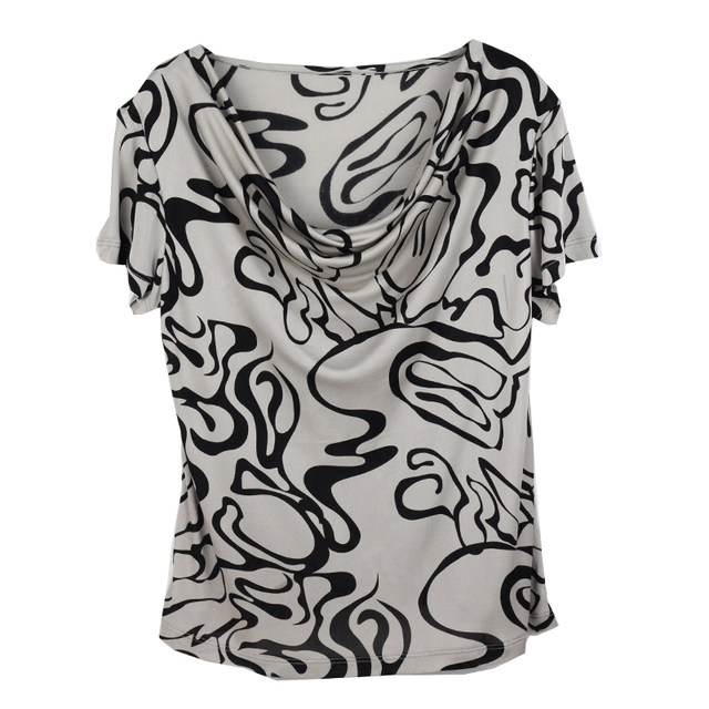 2024 Summer New Silk Swing Collar Printed Short-Sleeved Women's T-Shirt 100% Mulberry Silk Knitted Bottoming Shirt Women's Top