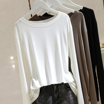 Spring and autumn 100 hitch white round collars undershirt women 2020 autumn Winter New Modale Long sleeves Slim Fit