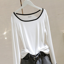 Fashion Ice White Large Circle Collar Long Sleeve T-Shirt Woman 2020 Autumn Han Edition 100 Hitch Lean Hit the undershirt blouse