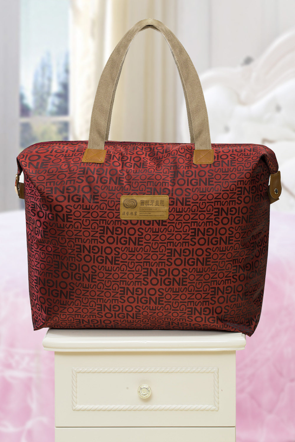 汉哲股份一花一叶毛毯豪华包装袋皮革_家居用品