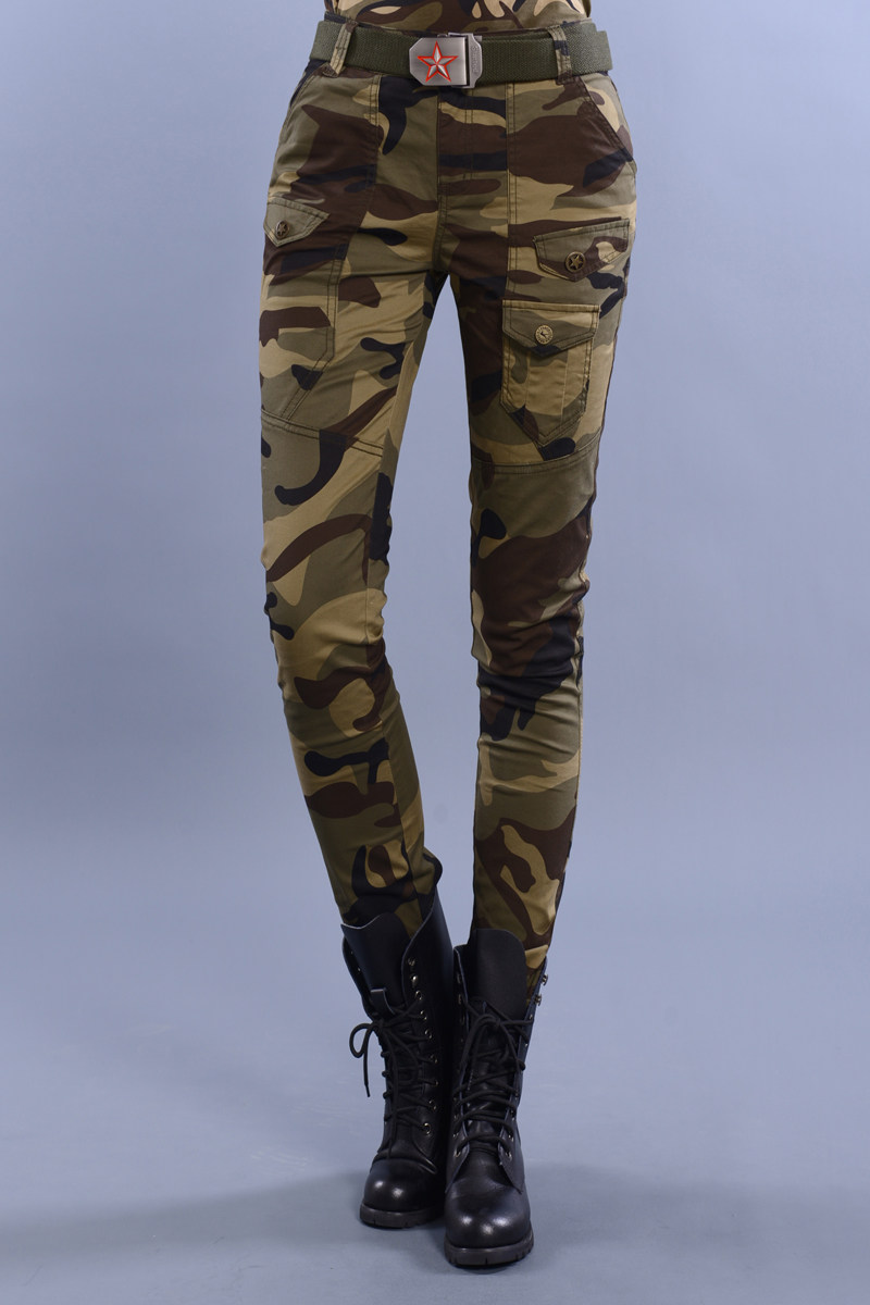 2019新款迷彩裤小脚裤休闲裤 户外水兵舞多口袋迷彩修身弹力裤