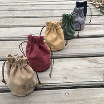 New Pure Territories double-layer oblique hanging coarse cloth corset pocket fabric travel drawstring sundries cosmetic bag storage bag