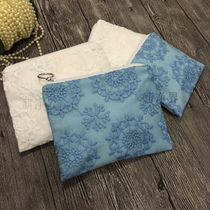 (New Jingjie) Customized fashion three-layer cloth lace coin wallet sanitary digital storage bag small cosmetic bag