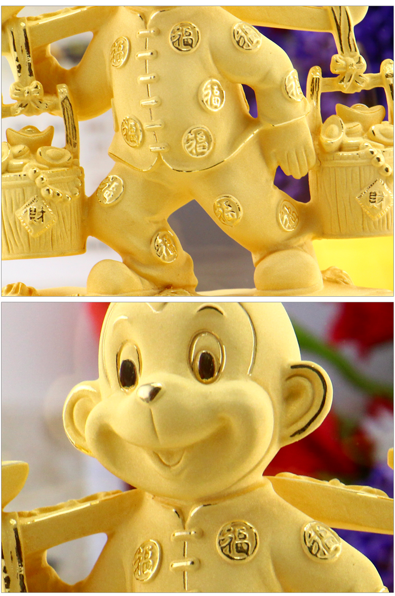 绒沙金猴摆件十二生肖猴年吉祥物升官发财书房办公室工艺品摆设