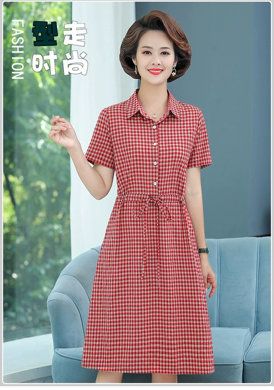 Mẹ váy rayon váy cotton lụa hoa cỡ lớn váy đi biển lỏng lẻo váy mùa hè của phụ nữ trung niên và cao tuổi - Sản phẩm HOT