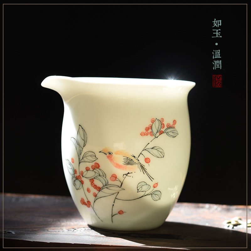 Jingdezhen ceramic fair keller hand - made painting of flowers and birds kung fu tea set orchid apple, cherry and a cup of tea is tea sea