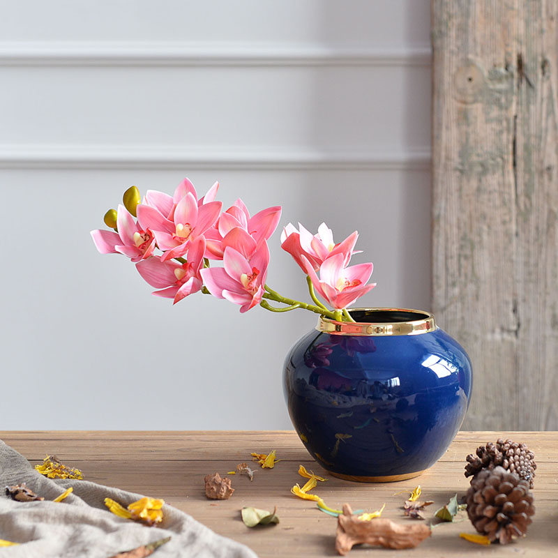 Light key-2 luxury INS mesa of jingdezhen ceramic table vase wind dried flowers simulation flowers sitting room TV ark, flower arranging furnishing articles