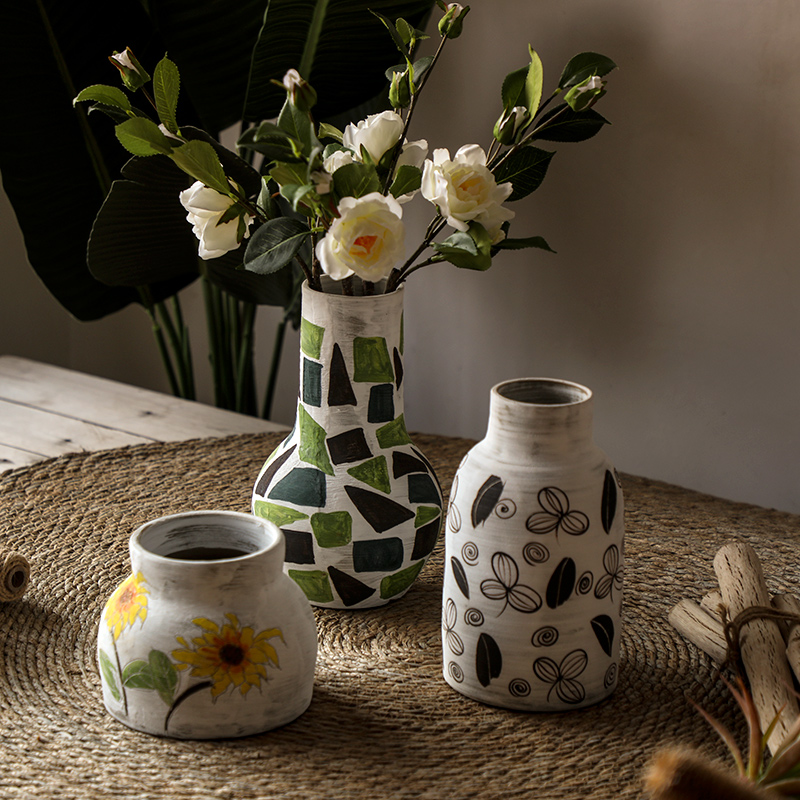 Restoring ancient ways, every crude TaoHua ware porcelain jingdezhen new Chinese style wedding happy character flower arranging dried flower vase furnishing articles ceramics