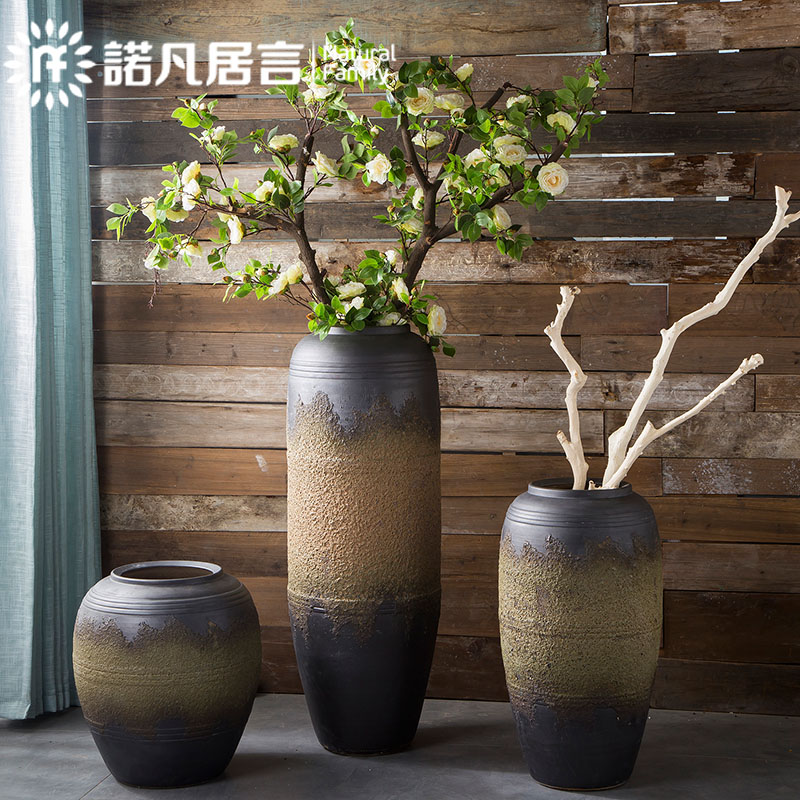Jingdezhen coarse pottery large vases, ceramic hotel villa clubhouse furnishing articles sitting room ground dried flower arranging flowers European - style decoration