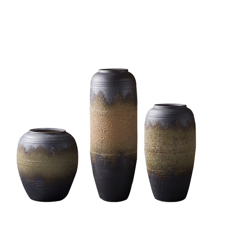 Jingdezhen coarse pottery large vases, ceramic hotel villa clubhouse furnishing articles sitting room ground dried flower arranging flowers European - style decoration