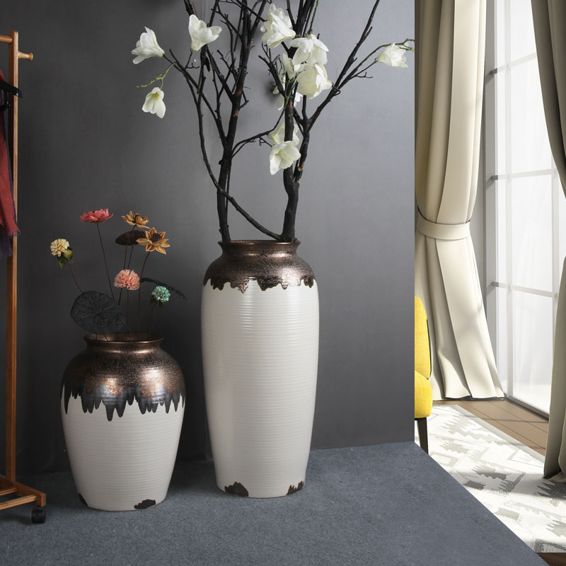 Large ceramic vase furnishing articles sitting room hotel flower arranging the ground dried flowers, European American light contracted fashion key-2 luxury decoration