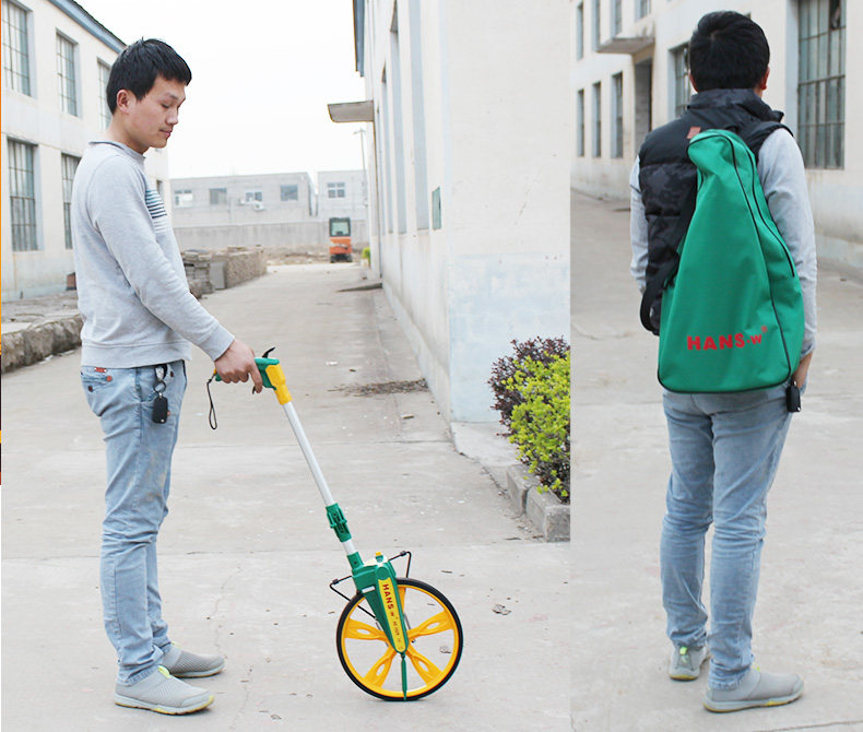 台湾汉斯测距仪测距轮轮式数显测量尺手推式机械手持滚尺测量仪器