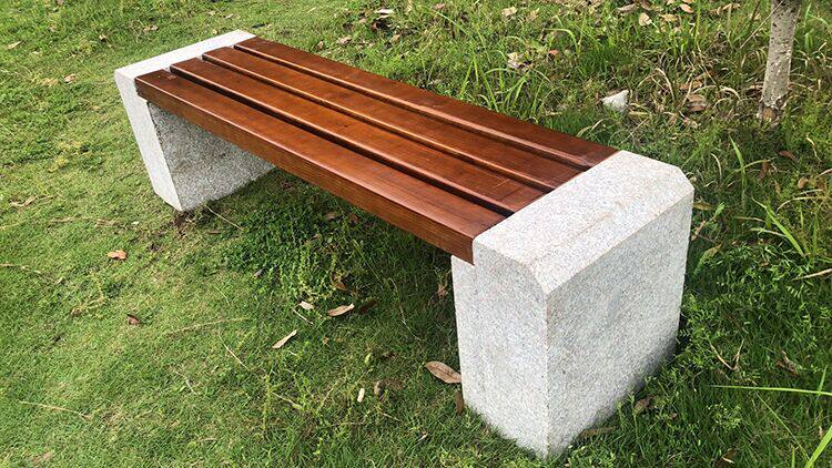 园林大理石座椅石凳子户外公园椅防腐实木石头长椅子广场石头板凳