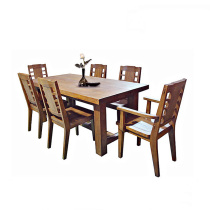 Simple new Ronghua combination log high-end restaurant furniture four people six people big dining table elm one table and four chairs