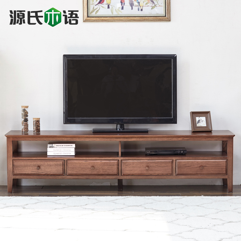 源氏木语纯实木电视柜白橡木地柜1.8米美式简约可配边柜客厅家具产品展示图1