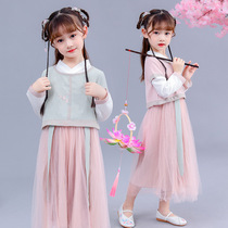 Spring childrens Chinese style embroidery chest skirt girl modified dress girl Tang suit autumn