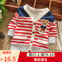 Boys and girls baby baby childrens tops pure cotton zipper cardigan spring and autumn thin section going out casual jacket sports clothes