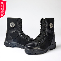 Winter security training shoes men Breathable High canvas training cotton boots tactical combat zipper boots security shoes Black