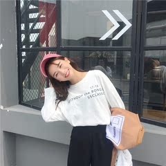 实拍字母长袖T+韩版时尚贴布字母休闲小清新马甲外套女潮