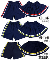 School uniform shorts short skirt pants Primary school sports class clothes Middle and high school boys and girls cotton three-point pants red green and white