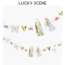 (Auspicious props) Unicorn Castle Princess bronzing flower baby birthday bunting party banner
