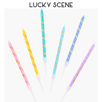 (Auspicious props) Rainbow printed thread candle rainbow color strip 6 blister screen decoration burning