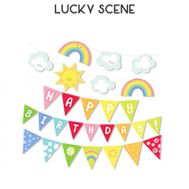 (Auspicious props) weather package triangle birthday flag Sun rainbow cloud flower pull flag party party party