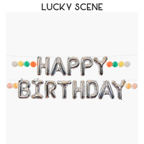 (Auspicious props) 16-inch happy birthday aluminum foil letter balloon flower ball set large celebration background aluminum film