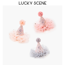 (Auspicious props) Childrens birthday hat hairpin handmade baby hairpin super flash star yarn headdress