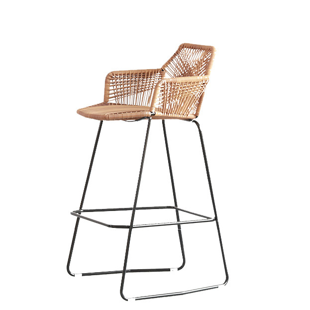 ເກົ້າອີ້ຫວາຍ Nordic ສູງກາງແຈ້ງ bar rattan bar stool front desk chair rattan high chair leisure balcony chair bar chair