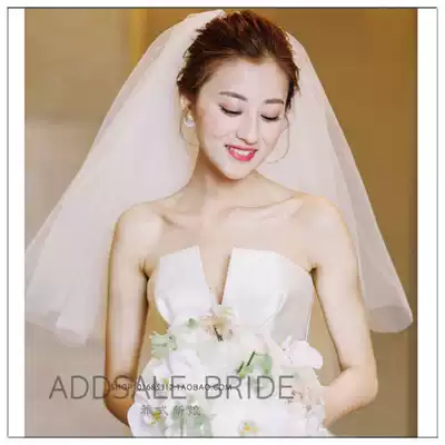 Bride license white short veil marriage certificate veil brigade selfie double-layer shape gown gown