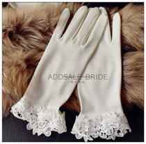 European and American satin wedding gloves Wedding bridal dress gloves short autumn and Winter Korean simple elastic satin gloves